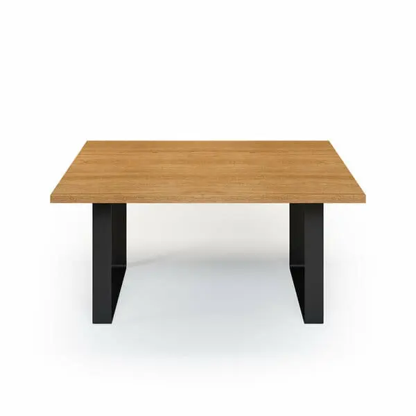 Esstisch Massivholz Eiche Nach Maß Flachstahl Bormo Front Gerade Kante