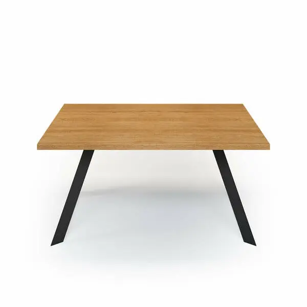 Esstisch Massivholz Eiche Nach Maß Metall Riga Front Gerade Kante