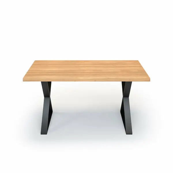 Esstisch Massivholz Esche Nach Maß Metall Laha Front Gerade Kante