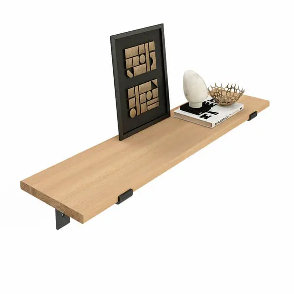 Wandregal Holz Metall Buche Schweberegal Regalhalterung Runa Schwarz Flachstahl Offen Deko