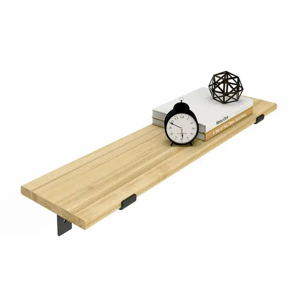 Wandregal Holz Metall Esche Schweberegal Regalhalterung Runa Schwarz Flachstahl Offen Deko