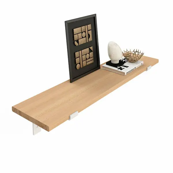 Wandregal Holz Metall Buche Schweberegal Regalhalterung Runa Weiss Flachstahl Offen Deko