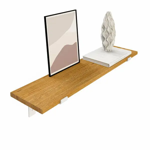 Wandregal Holz Metall Eiche Schweberegal Regalhalterung Runa Weiss Flachstahl Offen Deko