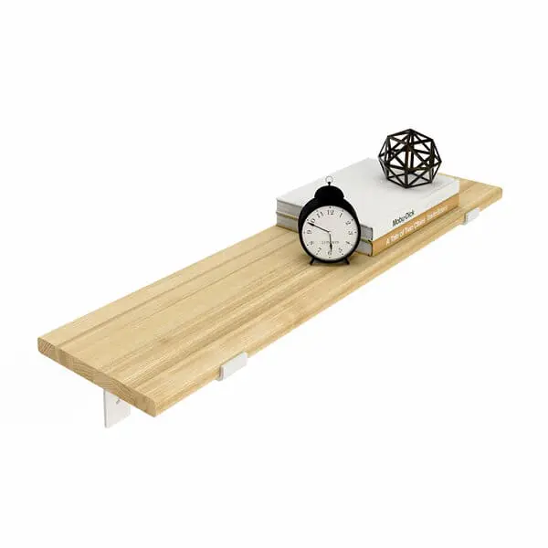 Wandregal Holz Metall Esche Schweberegal Regalhalterung Runa Weiss Flachstahl Offen Deko