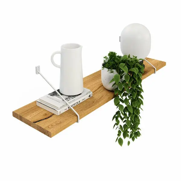 Wandregal Holz Metall Wildeiche Schweberegal Regalhalterung Strenia Weiss Rundstahl Deko