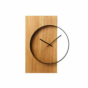 Wanduhr Holz Eiche Stahl Modern Massivholz Uhr V1