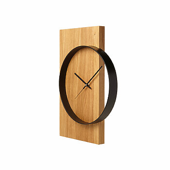 Wanduhr Holz Eiche Stahl Modern Massivholz Uhr V2