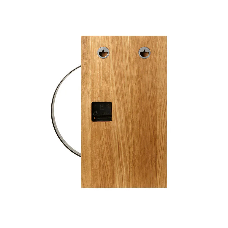 Wanduhr Holz Eiche Stahl Modern Massivholz Uhr V3
