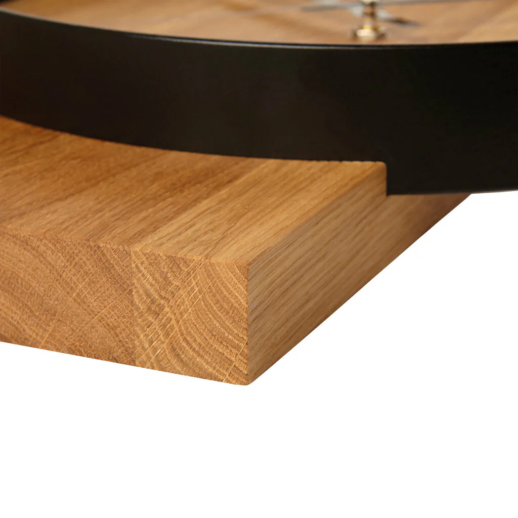 Wanduhr Holz Eiche Stahl Modern Massivholz Uhr V4