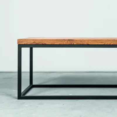 Couchtisch Rechteckig Kaufen Massiv Eiche Stahl Schwarz Front