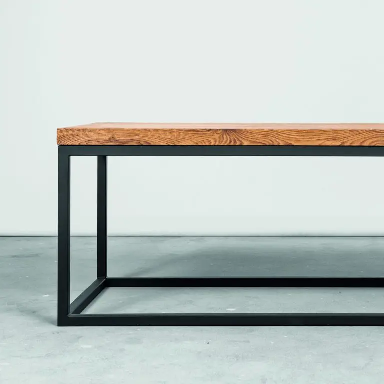 Couchtisch Rechteckig Kaufen Massiv Eiche Stahl Schwarz Front
