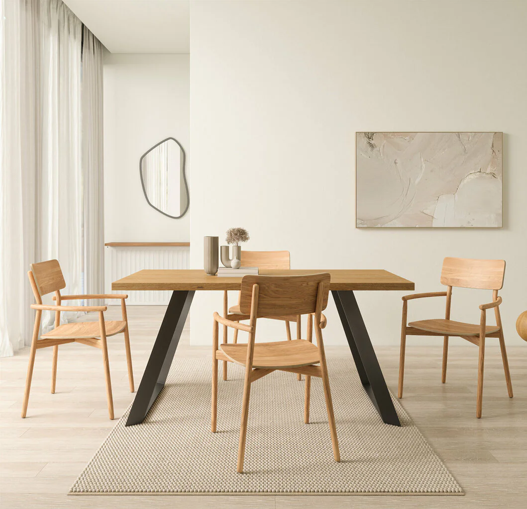 Massivholz Esstisch Eiche Riga Nach Maß Scandi Style Schraege Kufen