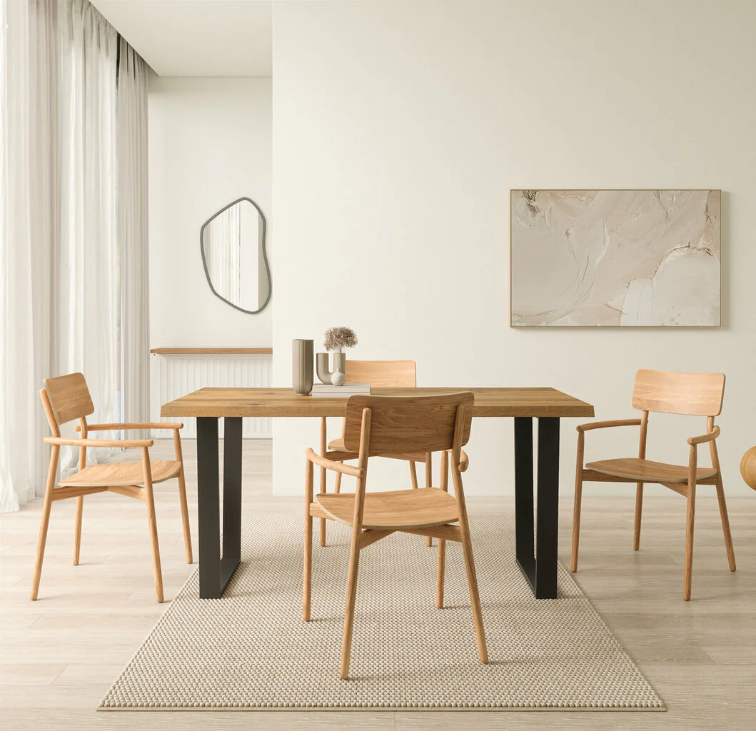 Massivholz Esstisch Wildeiche Javis Nach Maß Scandi Style Holz Metall