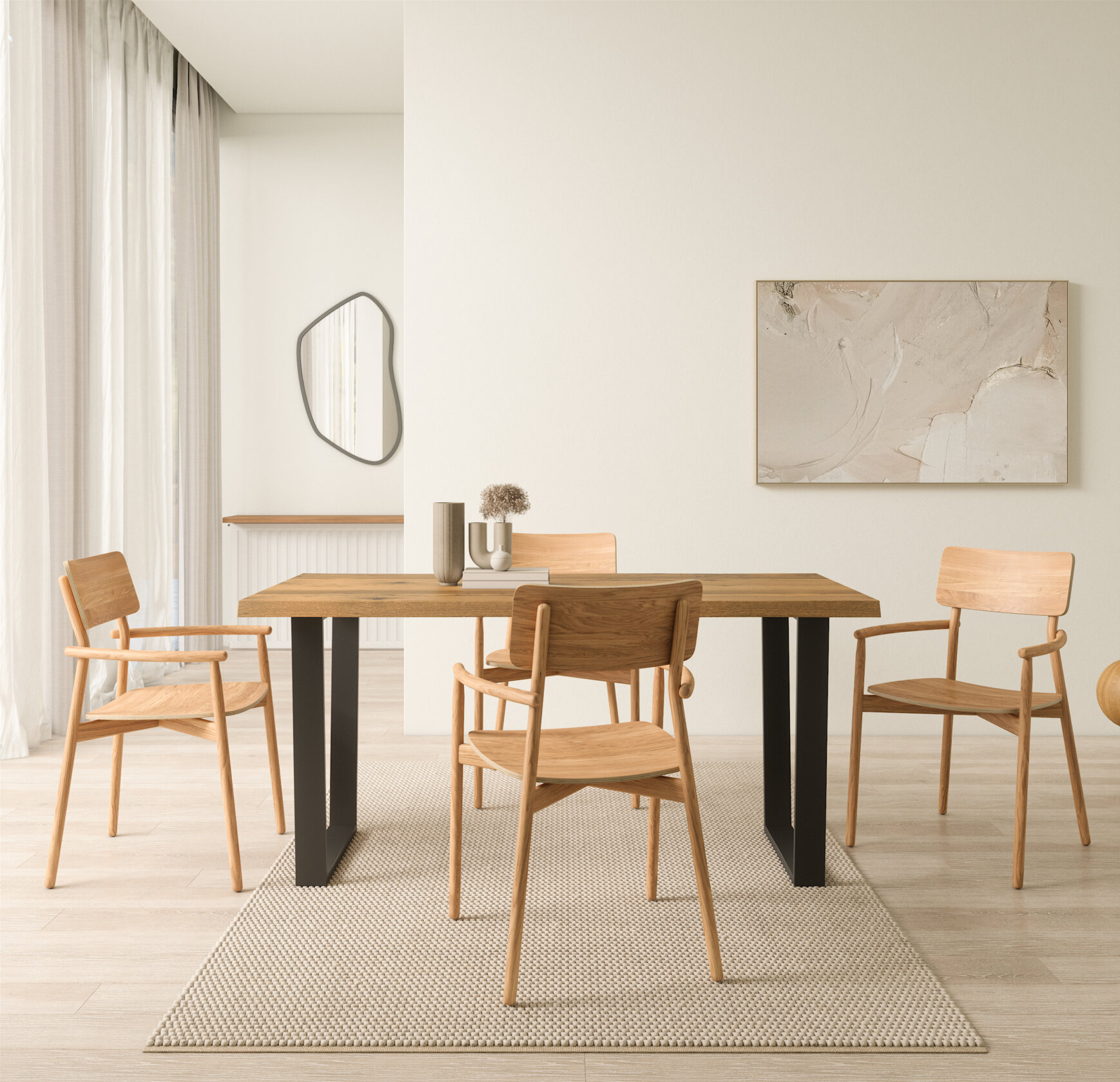 Massivholz Esstisch Wildeiche Javis Nach Maß Scandi Style Holz Metall