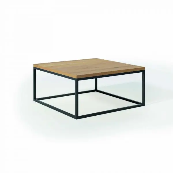 Rustikale Eiche Couchtisch Cube Kaufen Stahl Schwarz Seite