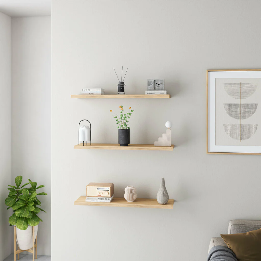 Wandregal Holz Ahorn Gerade Kante Wohnzimmer Wandboard Massiv