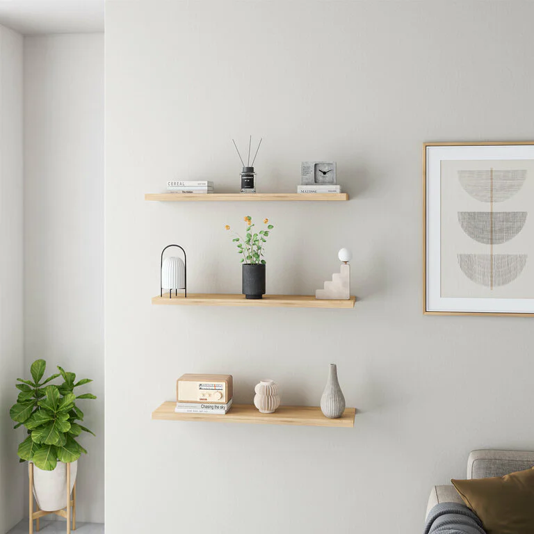 Wandregal Holz Ahorn Gerade Kante Wohnzimmer Wandboard Massiv