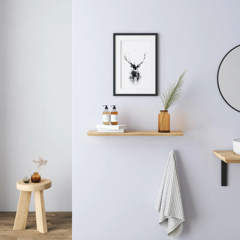 Wandregal Holz Ahorn Schweizer Kante Badezimmer Wandboard Massiv