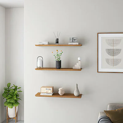 Wandregal Holz Eiche Schweizer Kante Wohnzimmer Wandboard Massiv