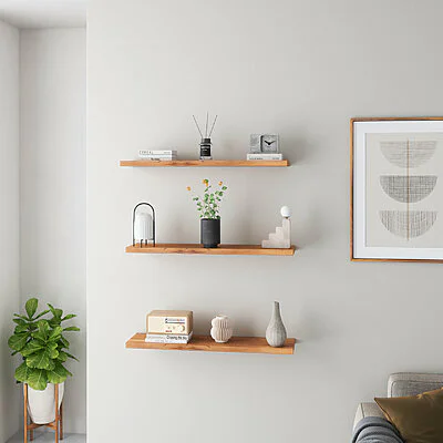 Wandregal Holz Kernbuche Gerade Kante Wohnzimmer Wandboard Massiv