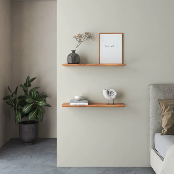 Wandregal Holz Kernbuche Schweizer Kante Schlafzimmer Wandboard Massiv