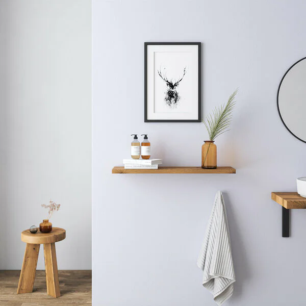 Wandregal Holz Wildeiche Gerade Kante Badezimmer Wandboard Massiv