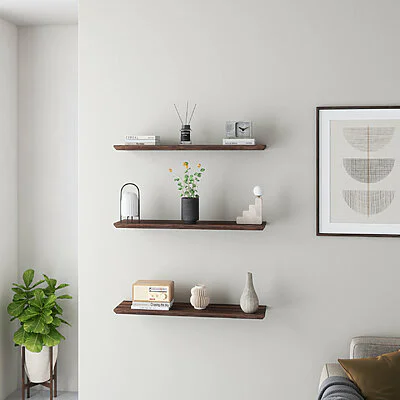 Wandregal Holz Nussbaum Schweizer Kante Wohnzimmer Wandboard Massiv