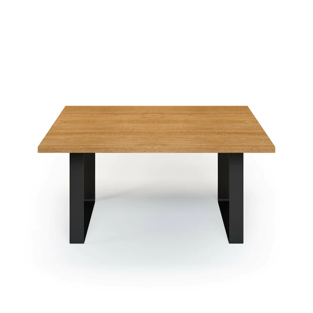 Esstisch Massivholz Eiche Nach Maß Flachstahl Bormo Front Gerade Kante