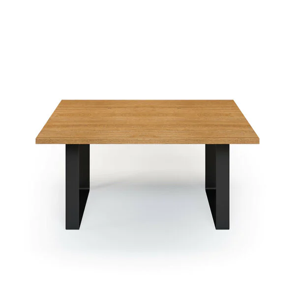 Esstisch Massivholz Eiche Nach Maß Flachstahl Bormo Front Gerade Kante