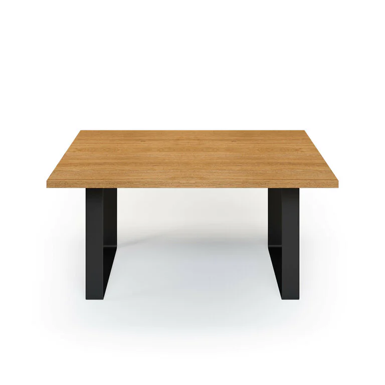 Esstisch Massivholz Eiche Nach Maß Flachstahl Bormo Front Gerade Kante