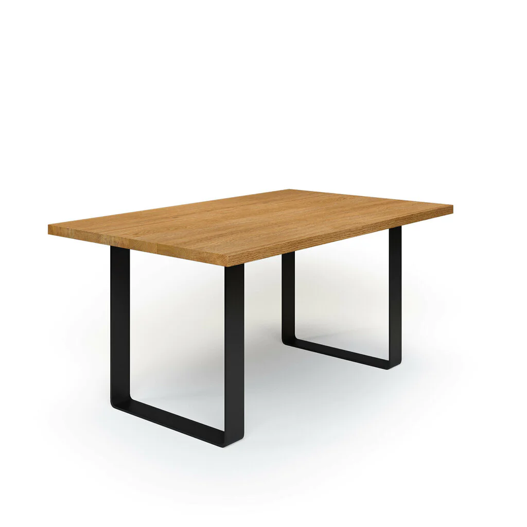 Esstisch Massivholz Eiche Nach Maß Flachstahl Bormo Schraeg Gerade Kante