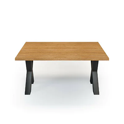 Esstisch Massivholz Eiche Nach Maß Metall Bonna Front Gerade Kante