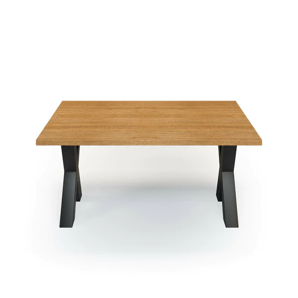 Esstisch Massivholz Eiche Nach Maß Metall Bonna Front Gerade Kante