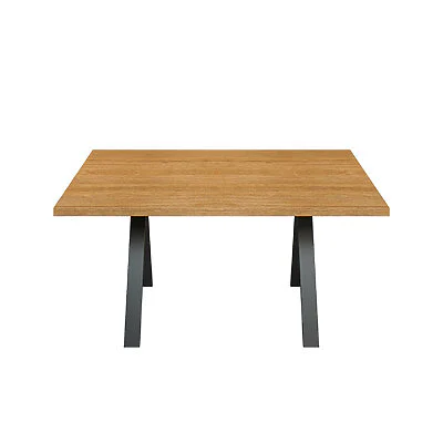 Esstisch Massivholz Eiche Nach Maß Metall Caiva Front Gerade Kante