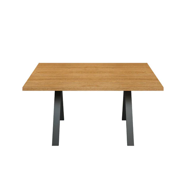 Esstisch Massivholz Eiche Nach Maß Metall Caiva Front Gerade Kante