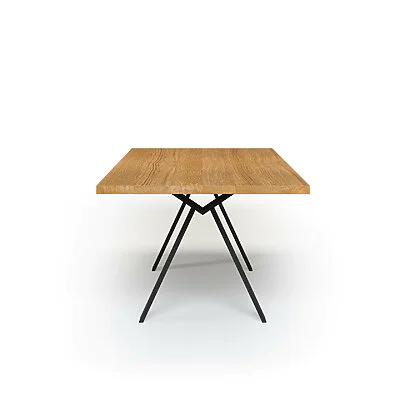 Esstisch Massivholz Eiche Nach Maß Metall Caiva Seite Gerade Kante