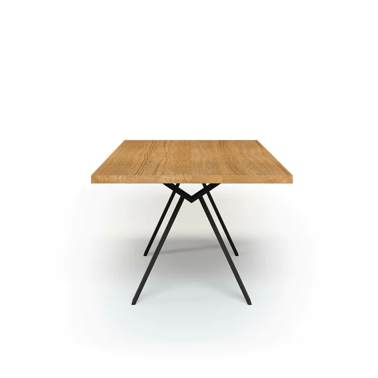 Esstisch Massivholz Eiche Nach Maß Metall Caiva Seite Gerade Kante