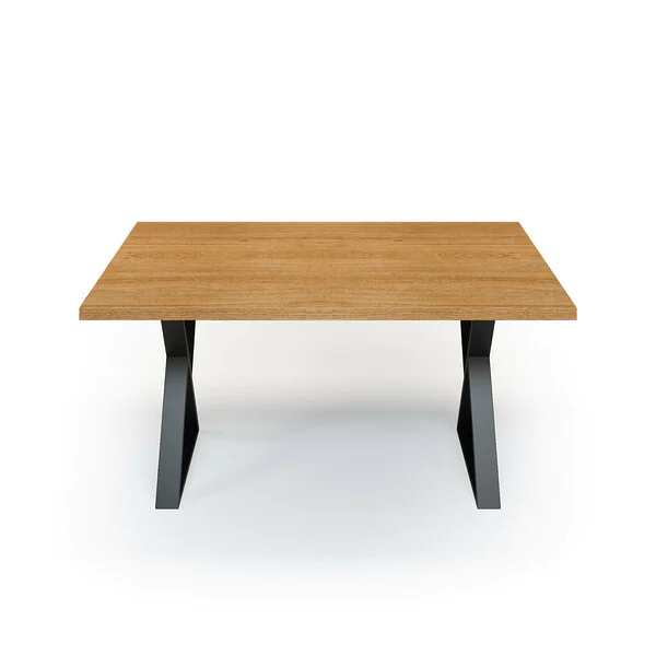 Esstisch Massivholz Eiche Nach Maß Metall Fia Front Gerade Kante