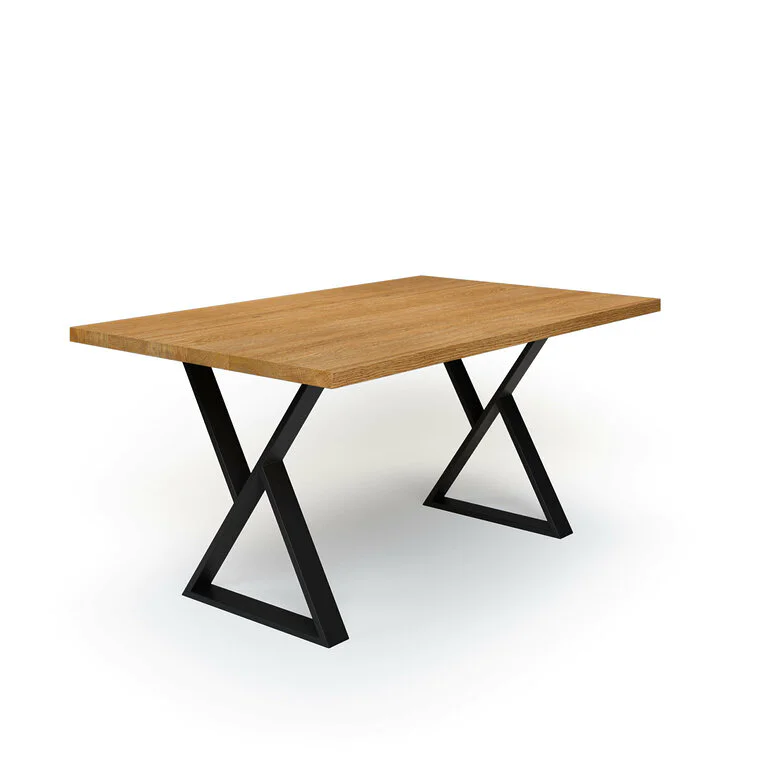 Esstisch Massivholz Eiche Nach Maß Metall Fia Schraeg Gerade Kante