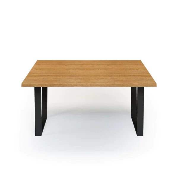 Esstisch Massivholz Eiche Nach Maß Metall Javis Front Gerade Kante