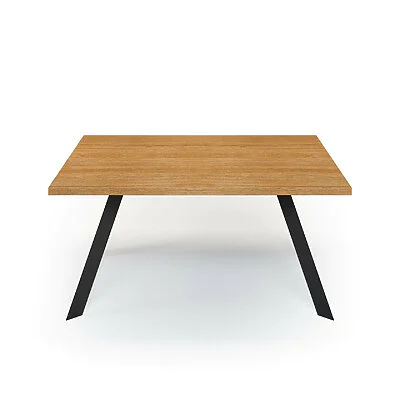 Esstisch Massivholz Eiche Nach Maß Metall Riga Front Gerade Kante