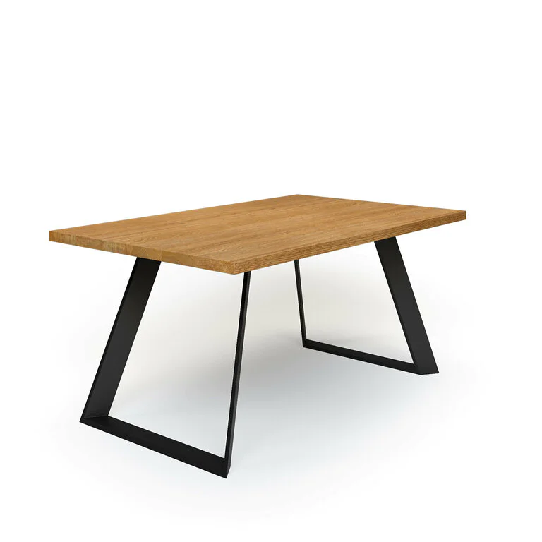 Esstisch Massivholz Eiche Nach Maß Metall Riga Schraeg Gerade Kante