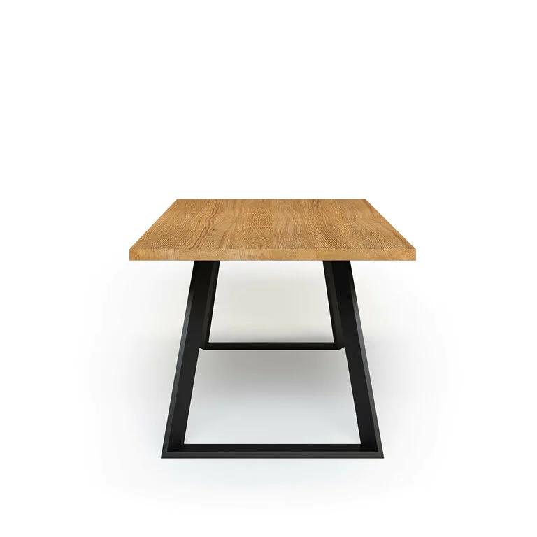 Esstisch Massivholz Eiche Nach Maß Metall Riga Seite Gerade Kante