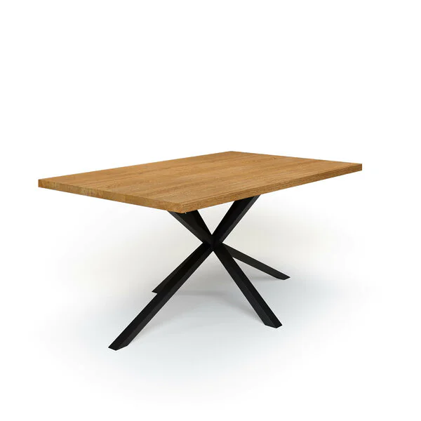 Esstisch Massivholz Eiche Nach Maß Spider Gestell Rion Schraeg Gerade Kante