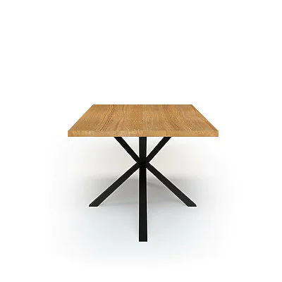 Esstisch Massivholz Eiche Nach Maß Spider Gestell Rion Seite Gerade Kante