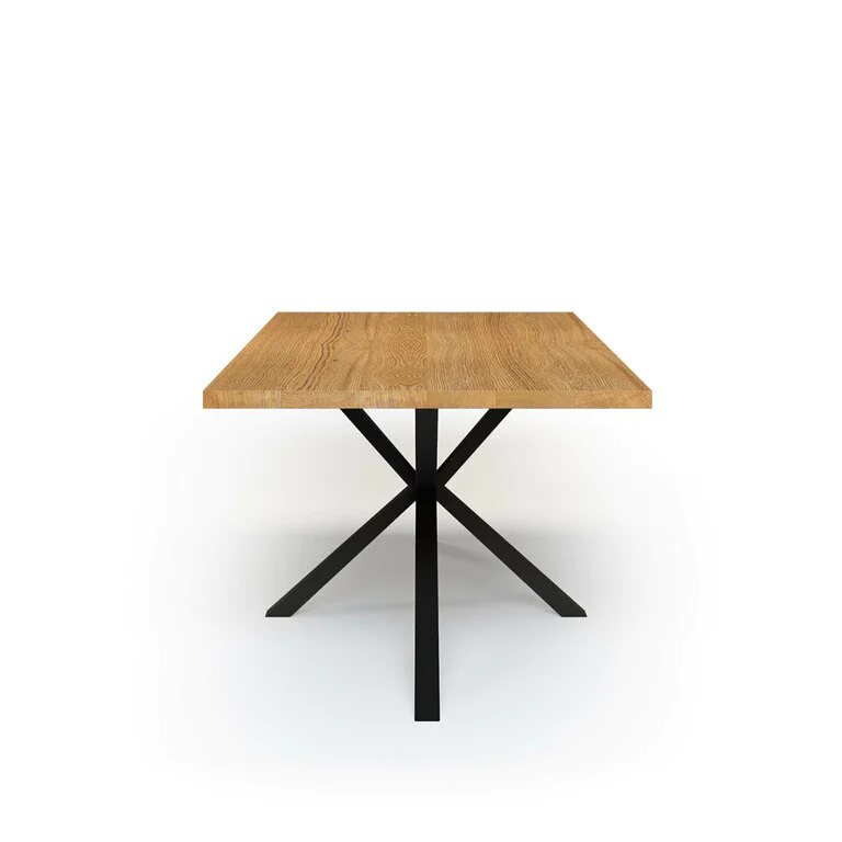 Esstisch Massivholz Eiche Nach Maß Spider Gestell Rion Seite Gerade Kante