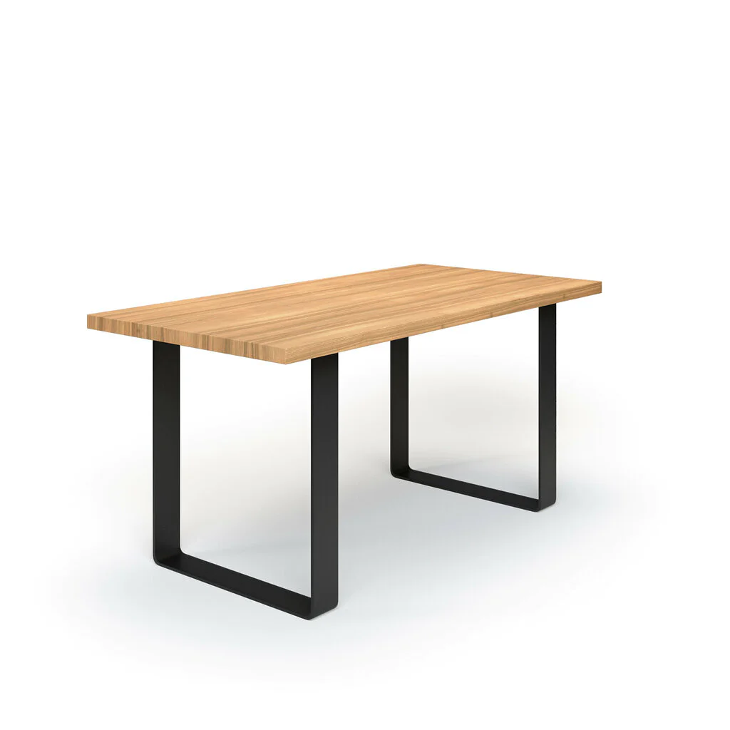 Esstisch Massivholz Esche Nach Maß Flachstahl Bormo Schraeg Gerade Kante