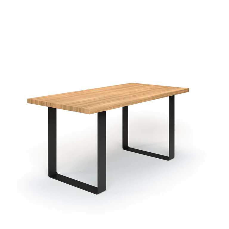 Esstisch Massivholz Esche Nach Maß Flachstahl Bormo Schraeg Gerade Kante