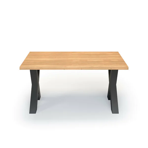 Esstisch Massivholz Esche Nach Maß Metall Bonna Front Gerade Kante