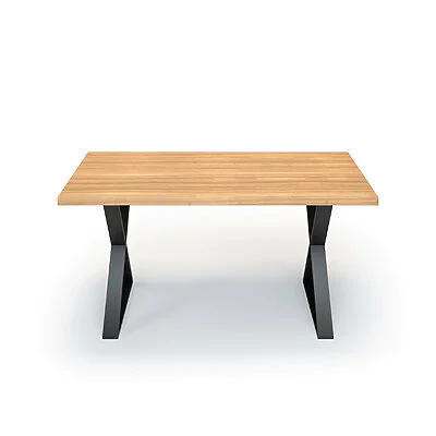 Esstisch Massivholz Esche Nach Maß Metall Laha Front Gerade Kante